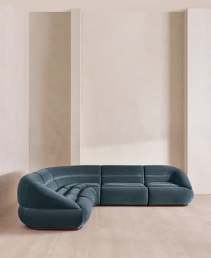 Edison Sectional Sofa - Corner Sofa - Velvet - Grey Blue US - Hover Image