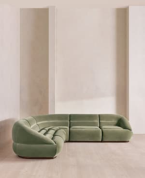 Edison Sectional Sofa - Corner Sofa - Velvet - Seafoam US - Hover Image