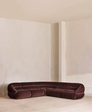 Edison Modular Sofa - Corner Sofa - Velvet - Aubergine UK - Listing Image