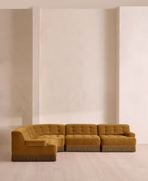 Elowen Sectional Sofa - L-Shape Sofa - Velvet - Mustard US - Hover Image