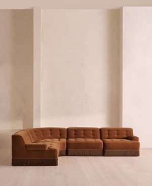 Elowen Sectional Sofa - L-Shape Sofa - Velvet - Cinnamon - US - Hover Image