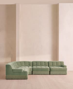 Elowen Modular Sofa - L-Shape Sofa - Velvet - Seafoam - UK - Hover Image
