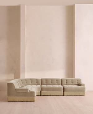 Elowen Sectional Sofa - L-Shape Sofa - Velvet - Oyster - US - Hover Image