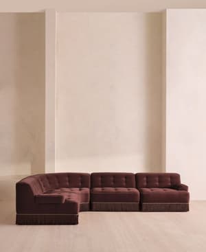 Elowen Modular Sofa - L-Shape Sofa - Velvet - Aubergine - UK - Hover Image