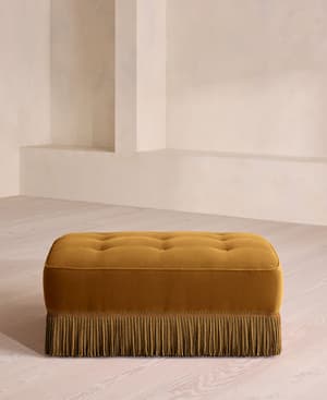 Elowen Ottoman - Velvet - Mustard - UK - Hover Image
