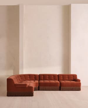 Elowen Sectional Sofa - L-Shape Sofa - Velvet - Rust US - Hover Image