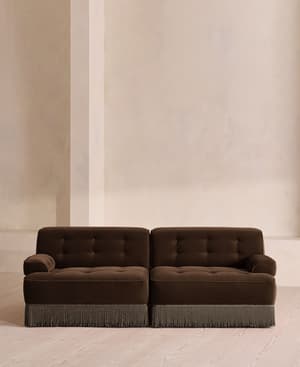 Elowen Sectional Sofa - Three Seater - Velvet - Chocolate US - Listing Image