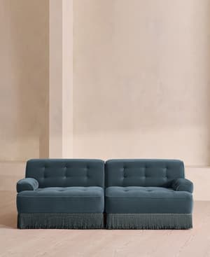 Elowen Modular Sofa - Three Seater - Velvet - Grey Blue UK - Listing Image