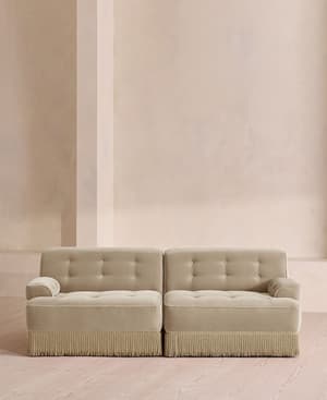 Elowen Sectional Sofa - Three Seater - Velvet - Oyster - US - Listing Image