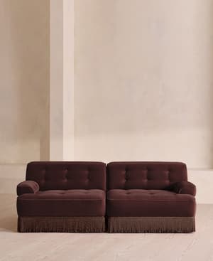Elowen Sectional Sofa - Three Seater - Velvet - Aubergine - US - Listing Image