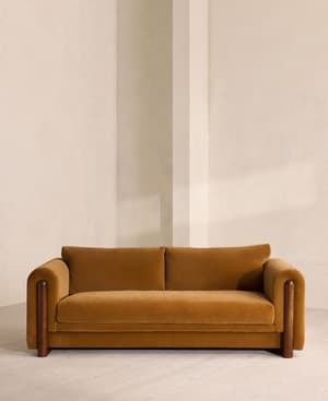 Farrell Three Seater Sofa - Velvet - Mustard - Listing Image