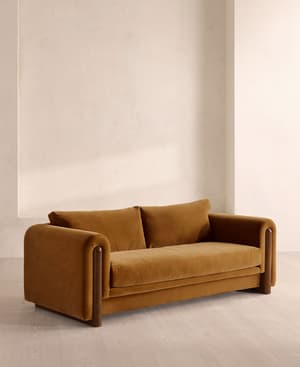 Farrell Three Seater Sofa - Velvet - Mustard - Hover Image