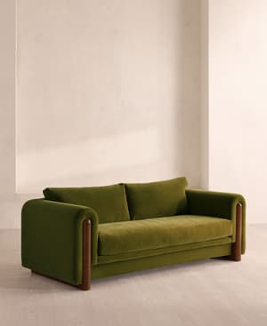 Farrell Three Seater Sofa - Velvet - Olive - Hover Image