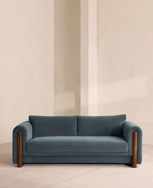 Farrell Three Seater Sofa - Velvet - Grey Blue - Listing Image