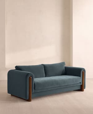Farrell Three Seater Sofa - Velvet - Grey Blue - Hover Image