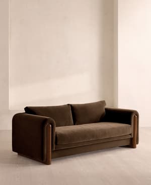 Farrell Three Seater Sofa - Velvet - Chocolate - Hover Image