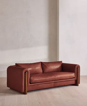 Farrell Three Seater Sofa - Leather - Sangria - UK - Hover Image