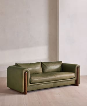 Farrell Three Seater Sofa - Leather - Moss - UK - Hover Image