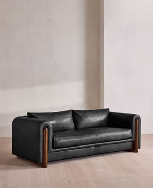 Farrell Three Seater Sofa - Leather - Black - UK - Hover Image