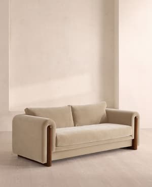 Farrell Three Seater Sofa - Velvet - Oyster - UK - Hover Image
