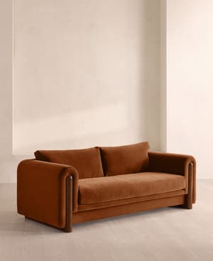 Farrell Three Seater Sofa - Velvet - Cinnamon - UK - Hover Image