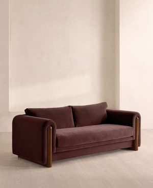 Farrell Three Seater Sofa - Velvet - Aubergine - UK - Hover Image