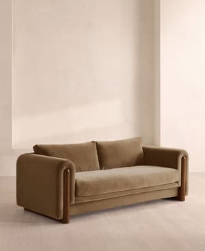 Farrell Three Seater Sofa - Velvet - Truffle - UK - Hover Image