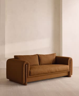 Farrell Three Seater Sofa - Linen - Terracotta - UK - Hover Image