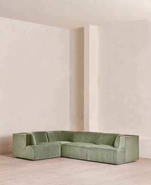 Hamish Sectional Sofa - L-Shape Sofa  - Velvet - Seafoam US - Listing Image