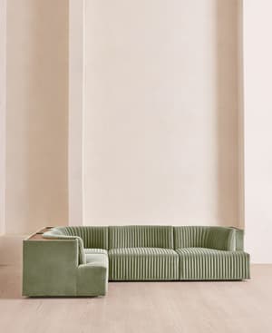 Hamish Sectional Sofa - L-Shape Sofa  - Velvet - Seafoam US - Hover Image