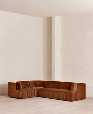 Hamish Modular Sofa - L-Shape Sofa - Velvet - Cinnamon - UK - Listing Image