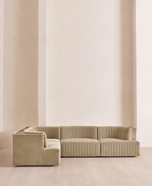 Hamish Modular Sofa - L-Shape Sofa - Velvet - Oyster - UK - Hover Image