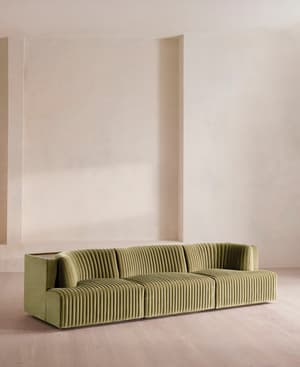 Hamish Modular Sofa - Four Seater - Velvet - Lichen - Hover Image
