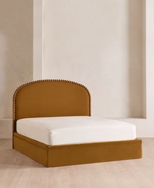 Mika Bed - King - Velvet - Mustard - Listing Image