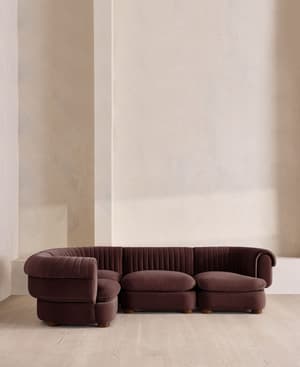 Rava Sectional Sofa - L-Shape Sofa - Velvet - Aubergine - US - Hover Image