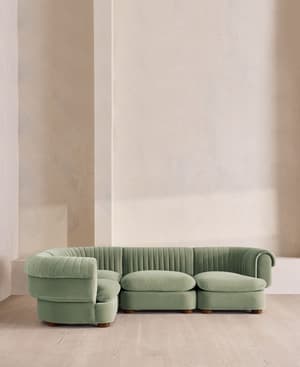 Rava Sectional Sofa - L-Shape Sofa - Velvet - Seafoam US - Hover Image