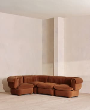 Rava Sectional Sofa - L-Shape Sofa - Velvet - Cinnamon - US - Listing Image