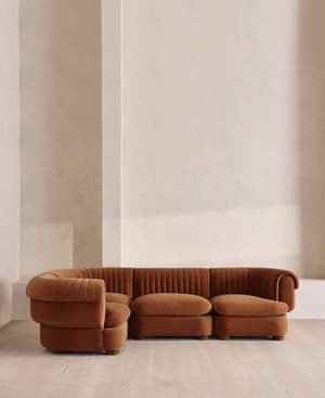 Rava Sectional Sofa - L-Shape Sofa - Velvet - Cinnamon - US - Hover Image