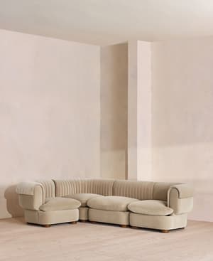 Rava Sectional Sofa - L-Shape Sofa - Velvet - Oyster - US - Listing Image