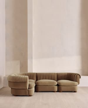 Rava Sectional Sofa - L-Shape Sofa - Velvet - Truffle - US - Hover Image