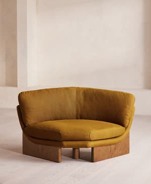 Tellis Corner Chair - Linen - Turmeric - UK - Listing Image