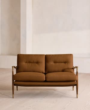 Theodore Two Seater Sofa - Linen - Terracotta - UK - Hover Image