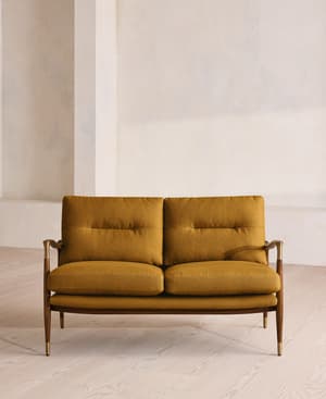 Theodore Two Seater Sofa - Linen - Turmeric - UK - Hover Image