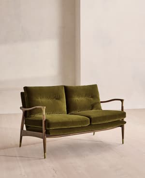 Theodore Two Seater Sofa - Velvet - Olive - UK - Listing Image