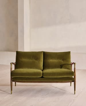 Theodore Two Seater Sofa - Velvet - Olive - UK - Hover Image