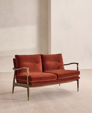 Theodore Two Seater Sofa - Velvet - Rust - US - Hover Image