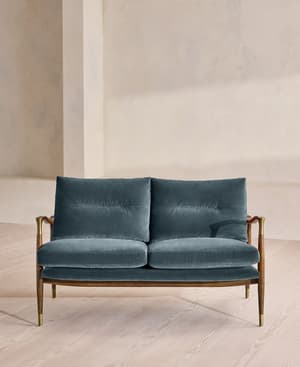 Theodore Two Seater Sofa - Velvet - Grey Blue - UK - Hover Image