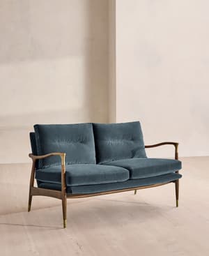 Theodore Two Seater Sofa - Velvet - Grey Blue - US - Listing Image