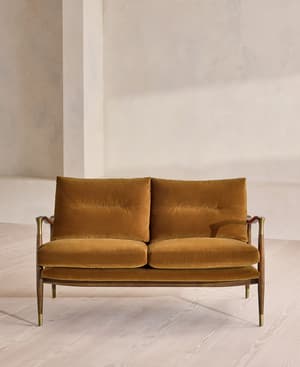 Theodore Two Seater Sofa - Velvet - Mustard - UK - Hover Image