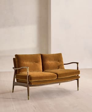 Theodore Two Seater Sofa - Velvet - Mustard - US - Listing Image